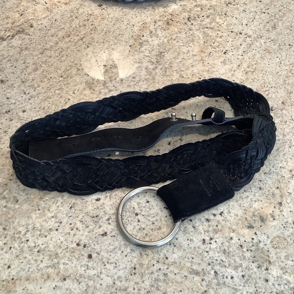 Black Woven Leather Belt Size XL - Picture 1 of 7